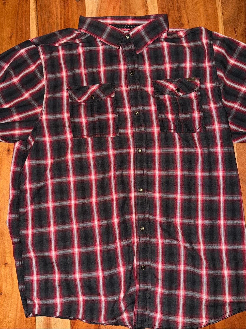 Men's Empyre surplus pearl snap Black and Red Plaid Button-Up Shirt.   #018